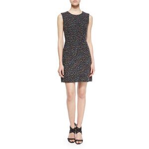 Sleeveless Black Multi-Color Speckled Shift Dress